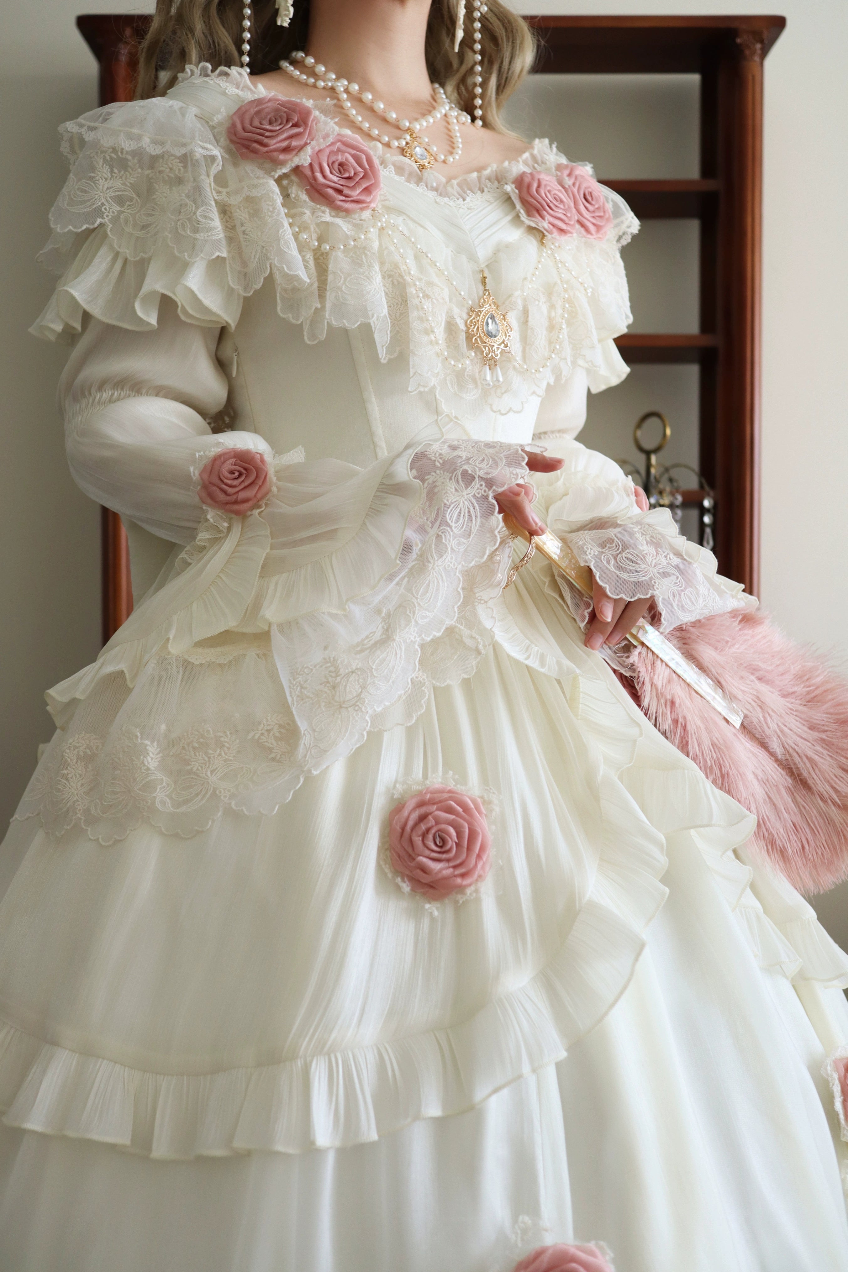 Meowing and fruity - Tana Manor - Classic Lolita OP Dress, Floral Decoration