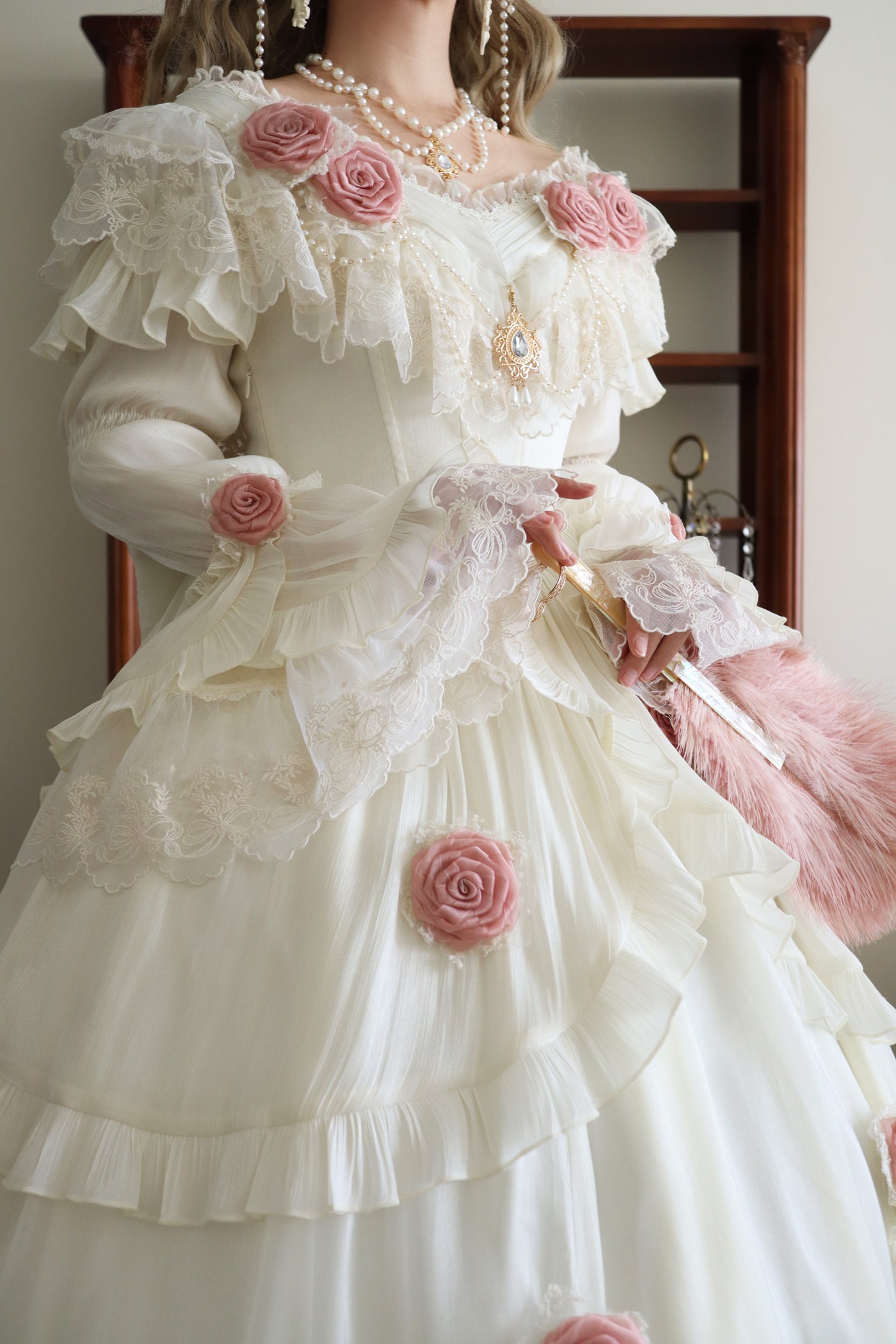 (BFM)Meowguo Sensen~Tana Manor~Elagant Lolita Dress and Accessories Multicolors beige a pair of detachable sleeves 