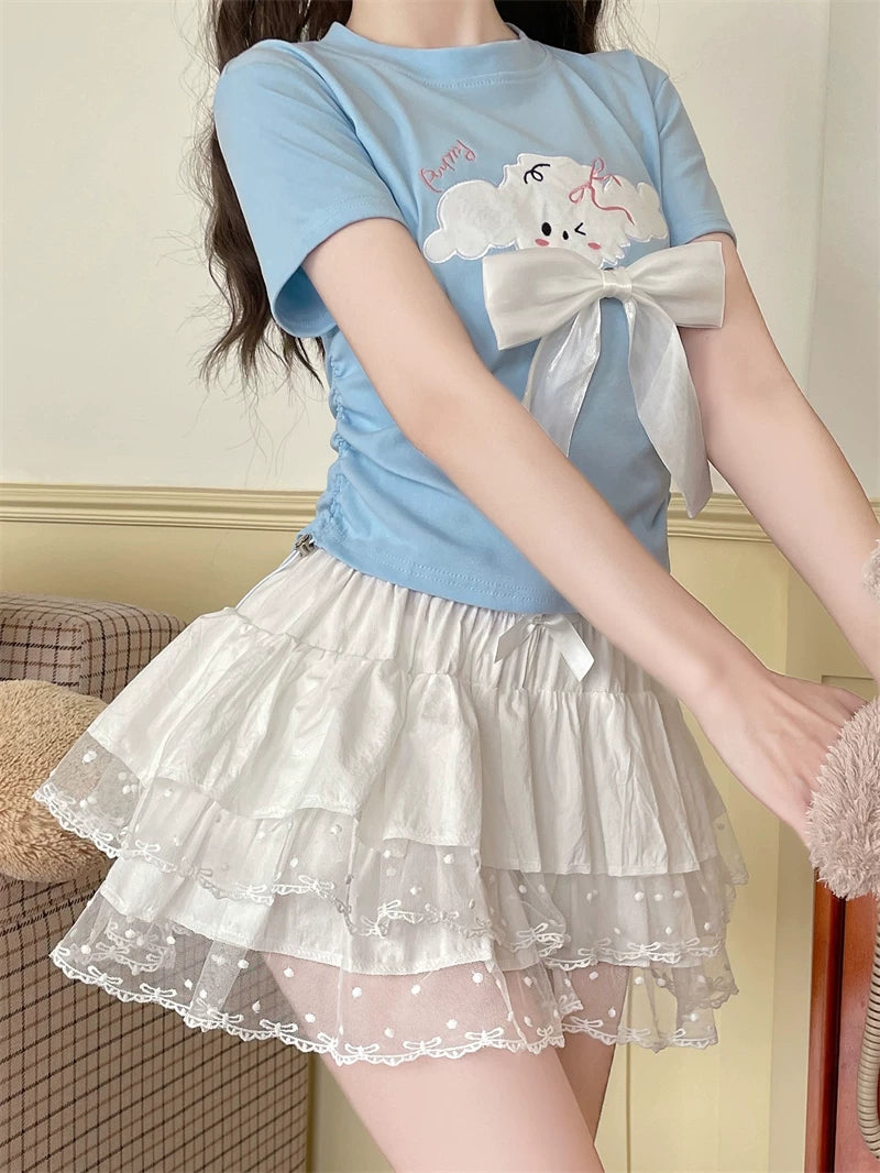 Sweet Lolita Cotton Bloomers, Lace Polka Dot Hem