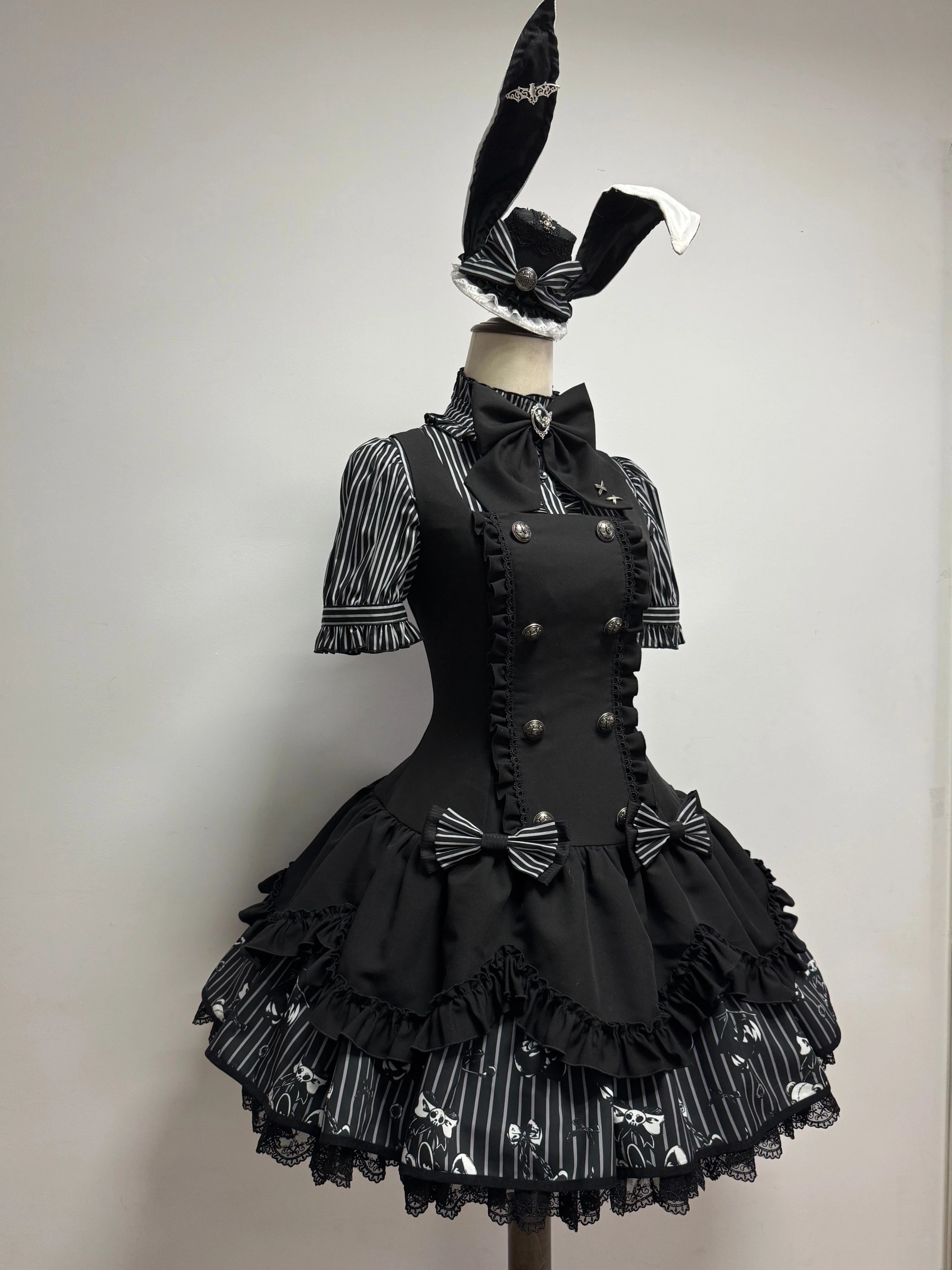 Dark Lord - Gothic Lolita Striped JSK Set, Skull Print (2XL L M S XL) 44837:825295