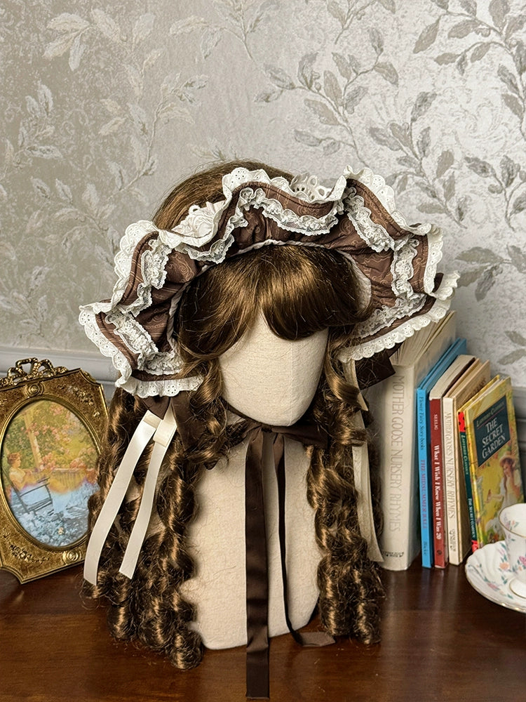 Alice Girl - Sea Salt Fairytale - Sweet Lolita Headdress Built-in Wire BNT and Bow KC Brown BNT Only