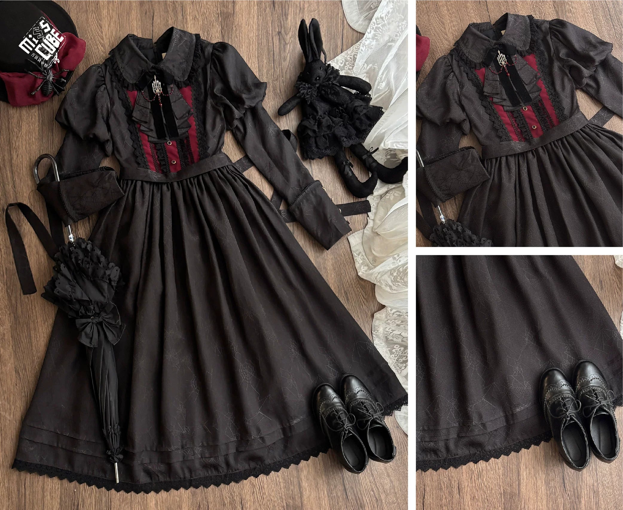 Blood Night Lantern - Jacquard Gothic Lolita Dress, Juliet Sleeve 44543:812351