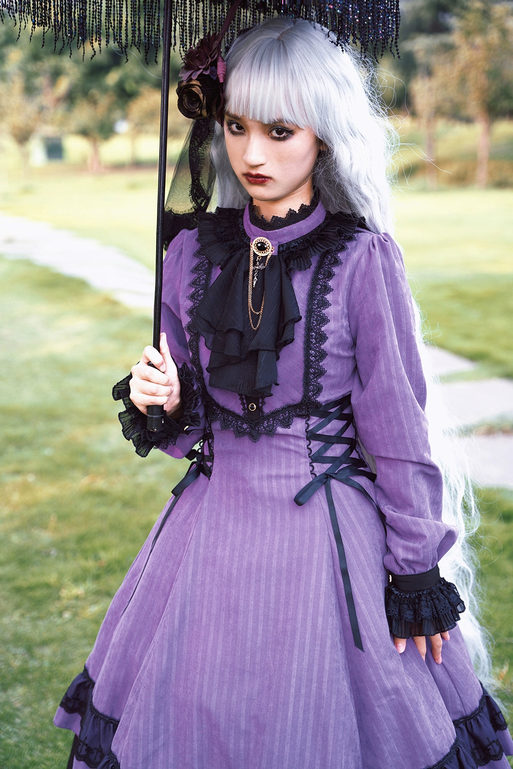 Miss Point - Perintz Manor - Gothic Lolita OP Long Sleeve Retro Lolita Dress 39904:642728