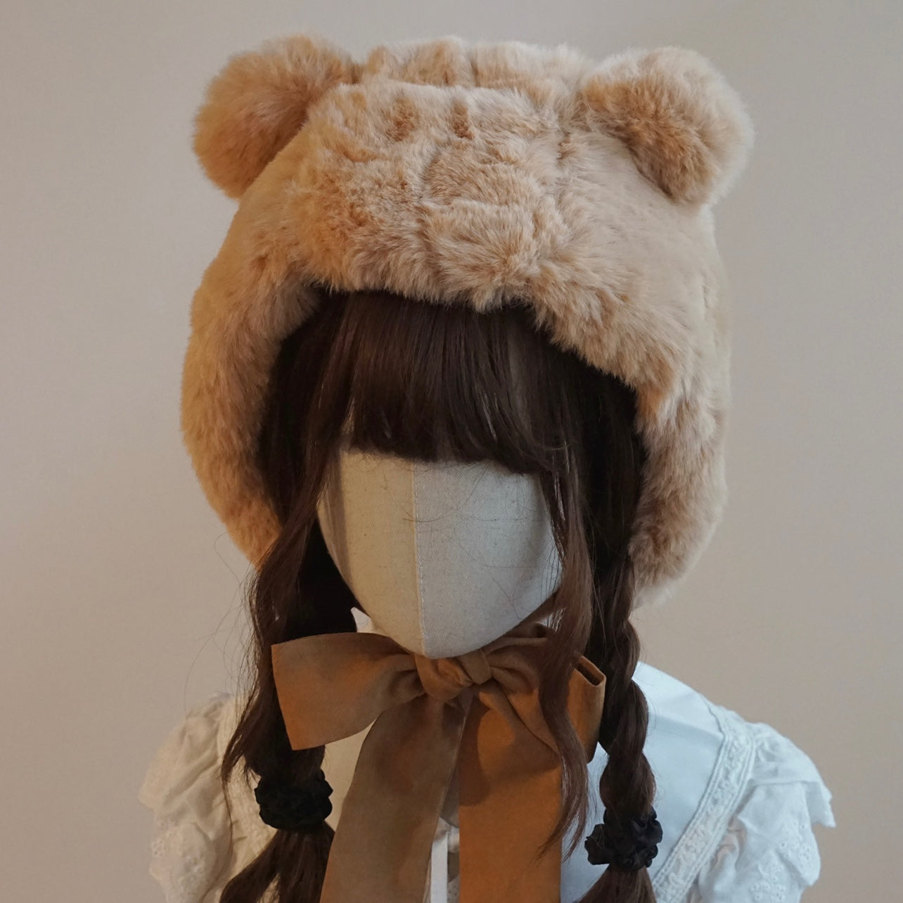 Besozealous - Winter Lolita Hat Bear Ears Hooded Hat M (56-58cm) Golden Brown Bear Ears Hat