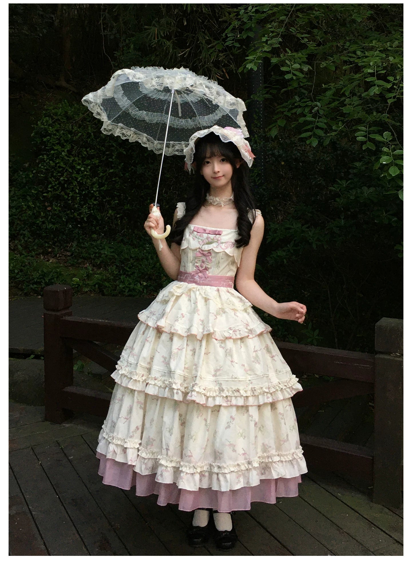 Fragrant Reminiscence - Classic Lolita Embroidered Collar Dress, Bellflower Print