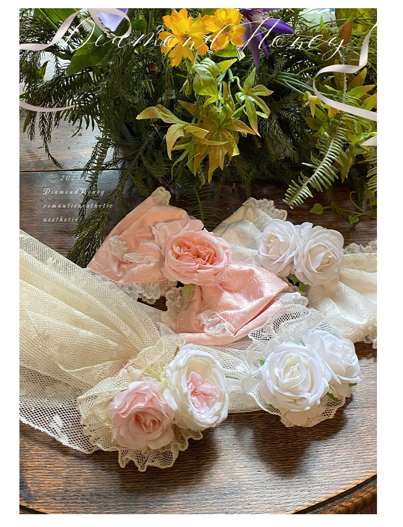 Diamond Honey~Love and Roses~Princess Bridal Wedding Lolita Dress With Rose Detail and Tiered Skirt (2XL L M S XL) 43314:773015