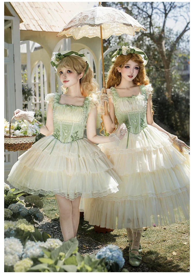 Lily of the Valley Whisper - Embroidered Classic Lolita Corset JSK Dress