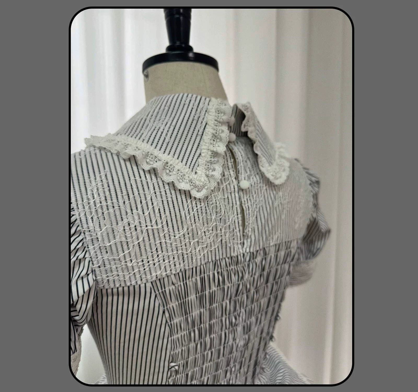 Susin Lolita - Striped Cross - Gothic Coordinated Lolita Set, Adjustable Blouse & Skirt