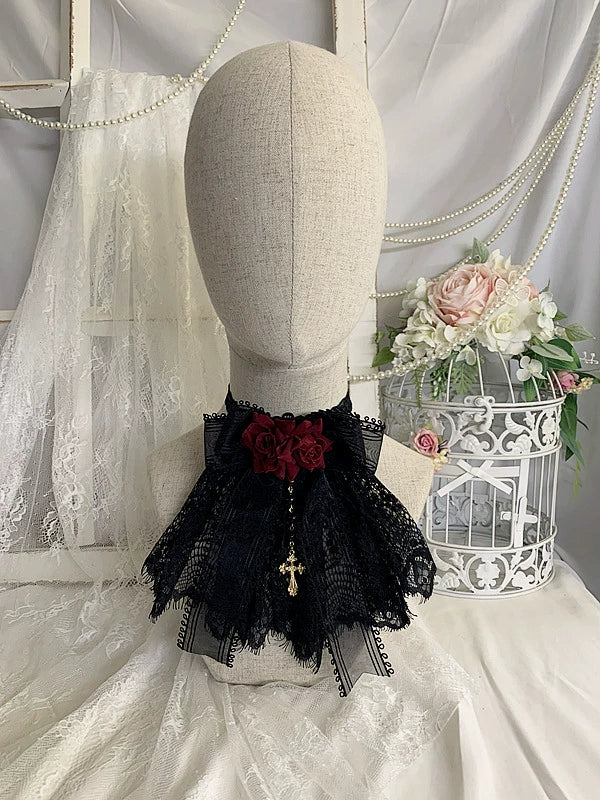 Sweet Jelly Lolita - Black Gothic Lolita Necklace Lace Lolita Brooch