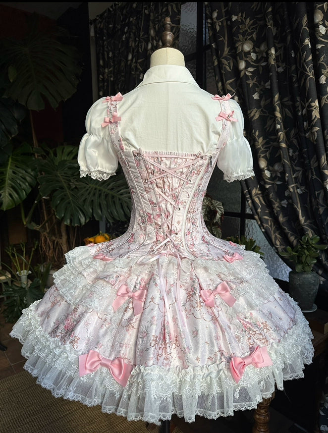 Mengfuzi - FLower in the Mirror - Old-School Lolita Bodice & SK Set, Short-Sleeved OP 44280:802279
