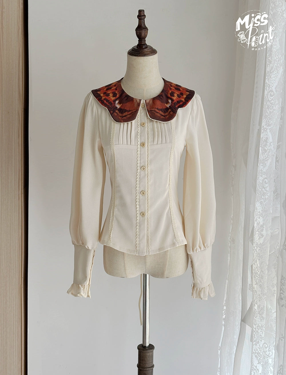 Miss Point - German Bookshelf - Classic Lolita Blouse, Butterfly-Shaped Collar (2XL L M S XL XS) 44025:791996