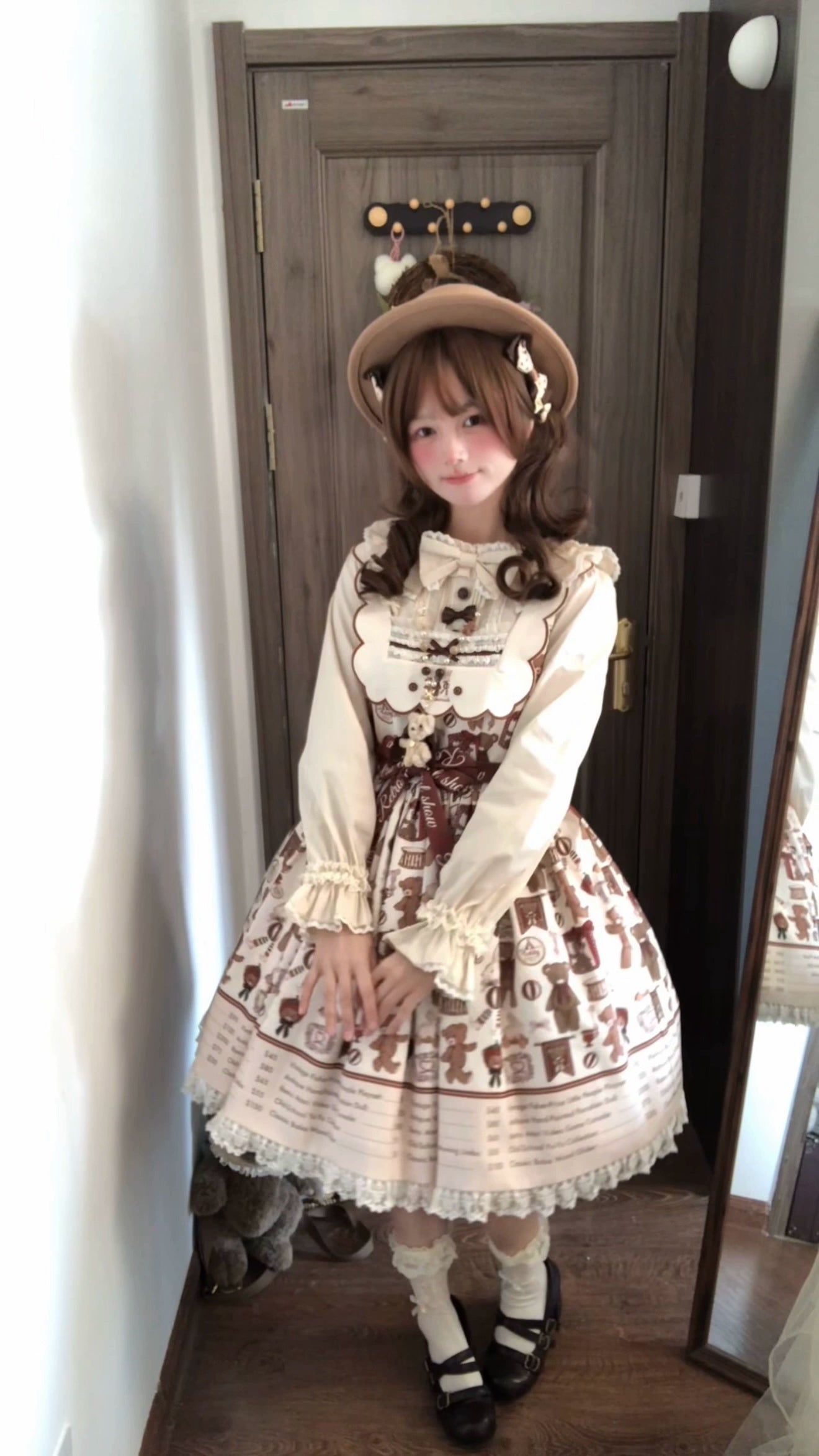 Fairyfaith - Little Bear Daily - Kawaii Lolita Embroidered JSK & OP Dress, Bear Print 44384:806211
