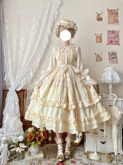 (BFM)Qianmu~Lilianne~Elegant Lolita Ruffled Hem JSK Dress Multicolors   