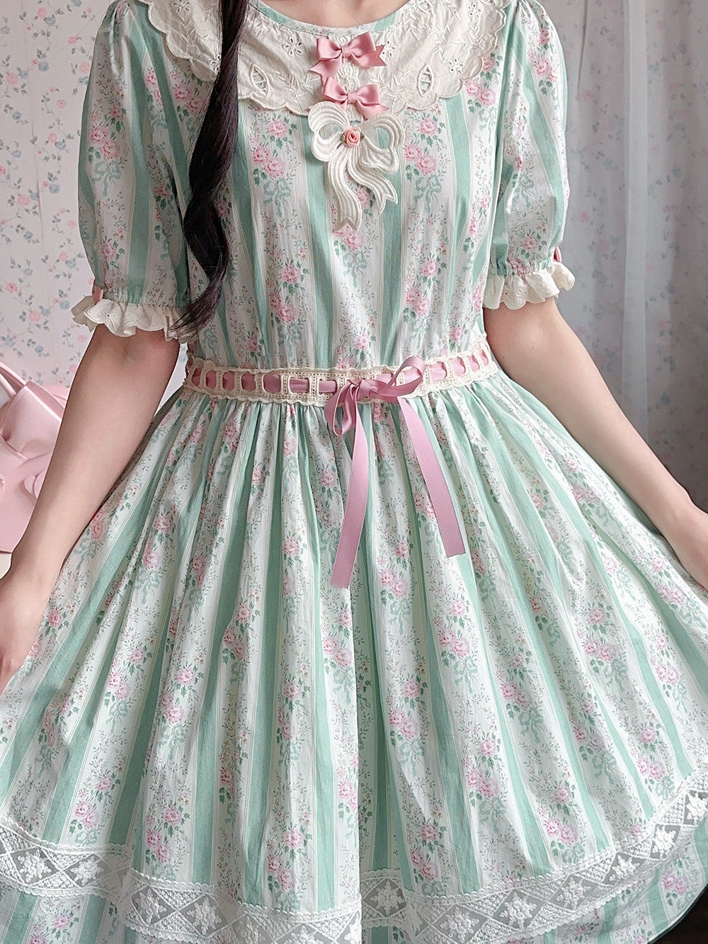 Miss Point~Customized Elegant Lolita OP Dress Cute Daily Girl Short Lolita Dress