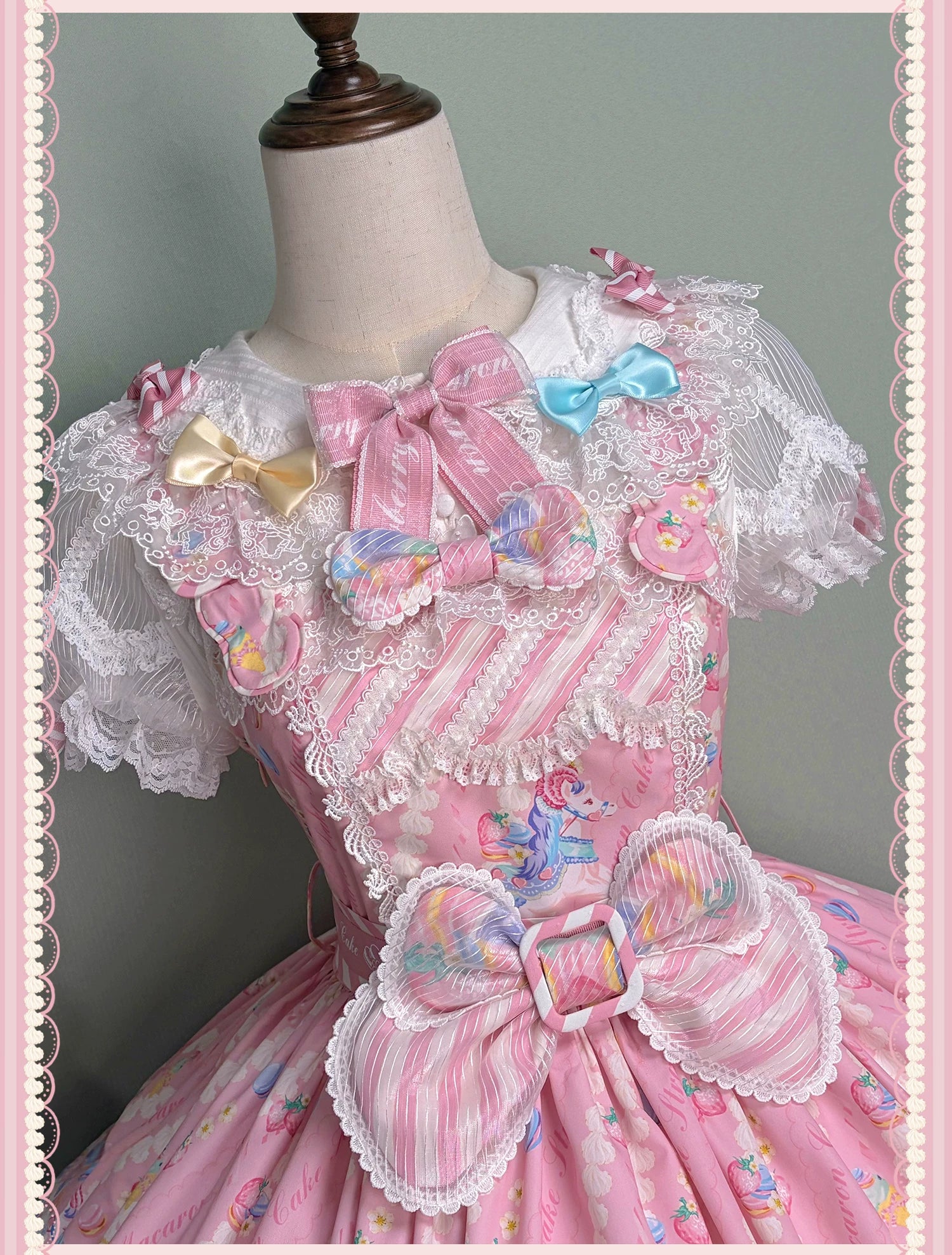 Macaron - Printed Sweet Lolita OP Dress, Old School Lolita JSK Available 45078:833921