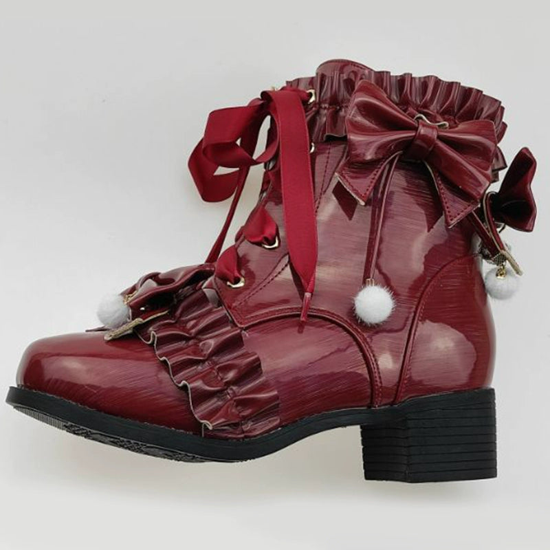 Fairy Godmother~Enthusiastic Ideation~Elegant Lolita Shoes Fleeced Short Martin Boots 32686:409544
