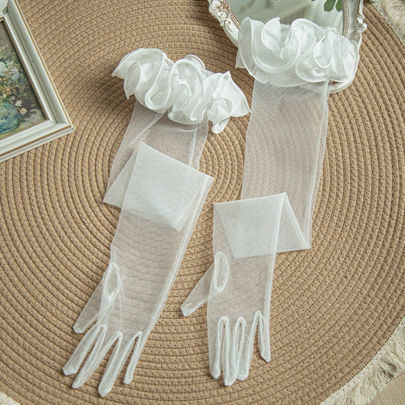 With PUJI - Dawn's Last Light - Castle Printed White Gothic Lolita OP, Two Length Styles (M) / L M S) 43669:782780