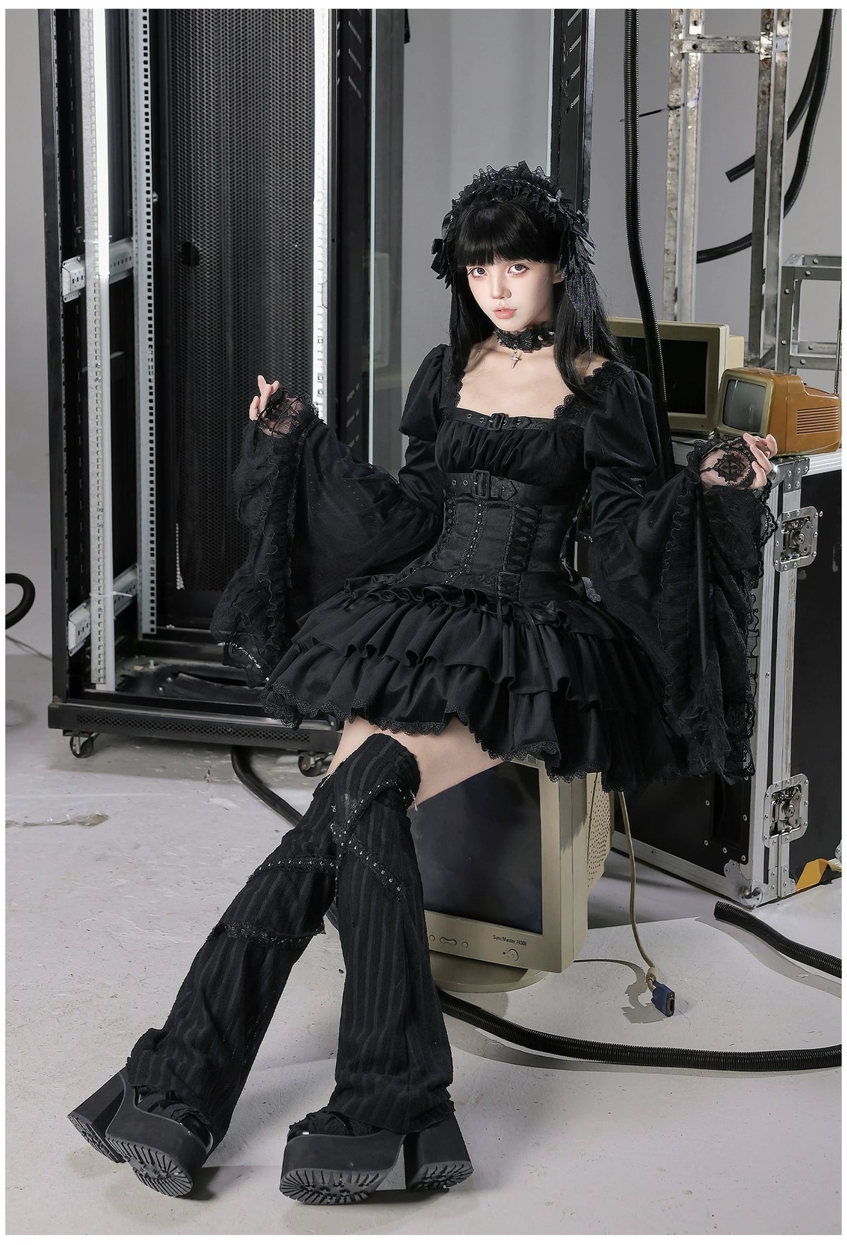 White Night Feather - Gothic Lolita OP Dress & Leg Warmers Set, Angel Cross Theme 46055:874007