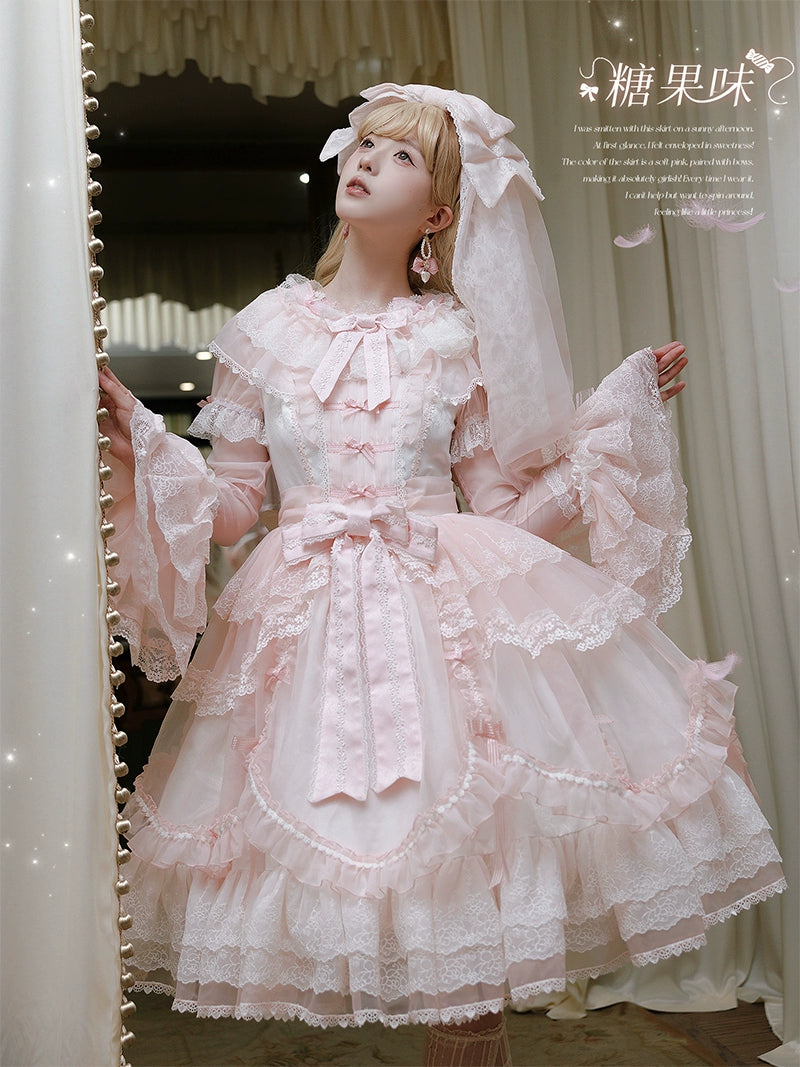 Mewroco - Candy Flavor - Gorgeous Sweet Lolita Dress, Lace & Petal Hem 43711:783675
