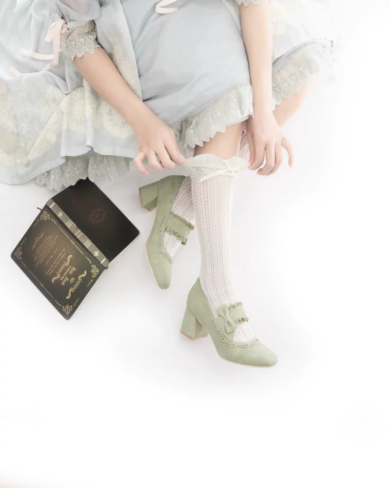 Heidi Manor - Classic Lolita Chunky Heels Shoes, Cutout Trims 44499:812247