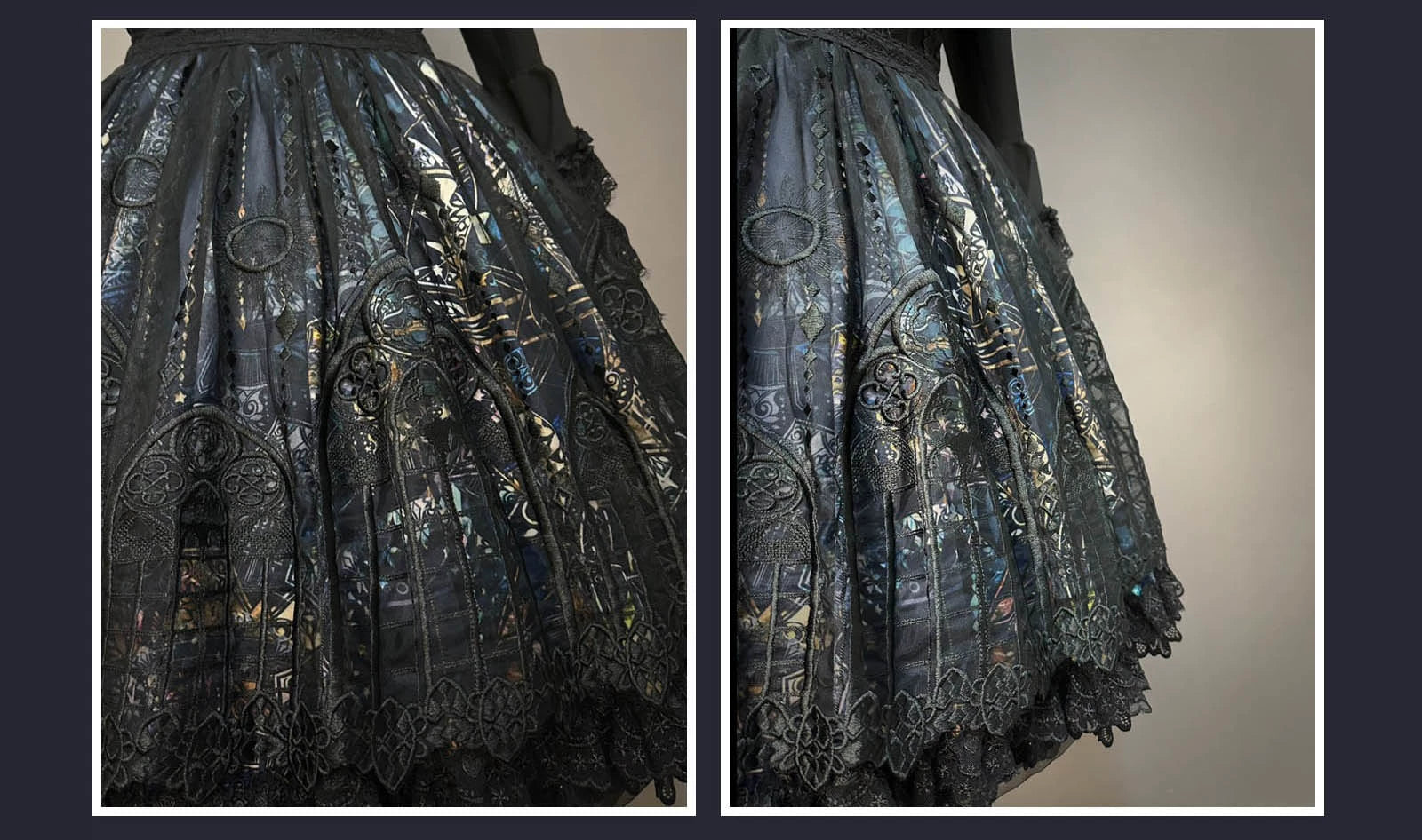 SUSIN - Night Traveler - Classic and Elegant Gothic Dress with Colorful Window Prints