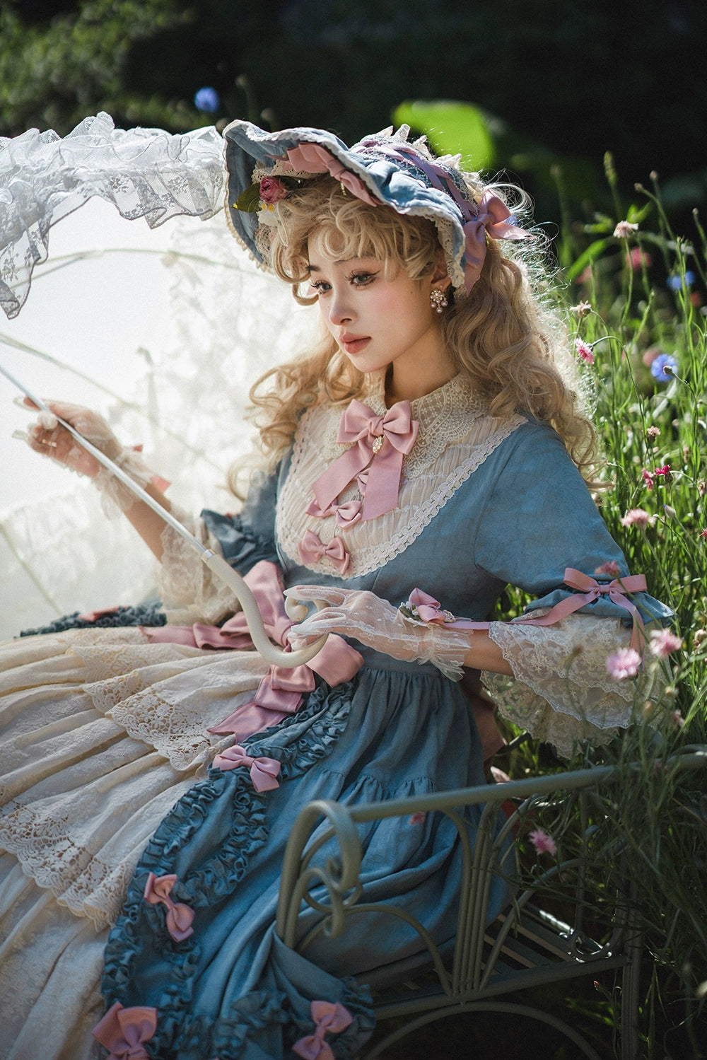 Miss Point~Lilyka Garden~Classic Lolita OP Dress Set Elegant Floral Wall Princess Sleeve 38832:606152