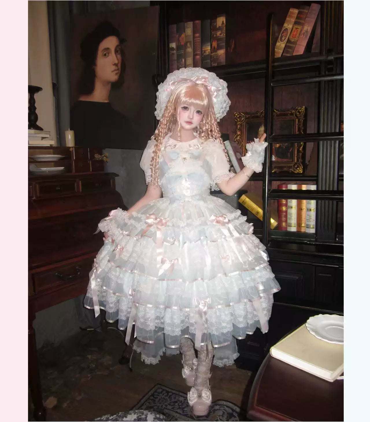 Sakura Snow Love Song - Wedding Sweet Lolita JSK Dress, Lace & Bows Details 44530:812426