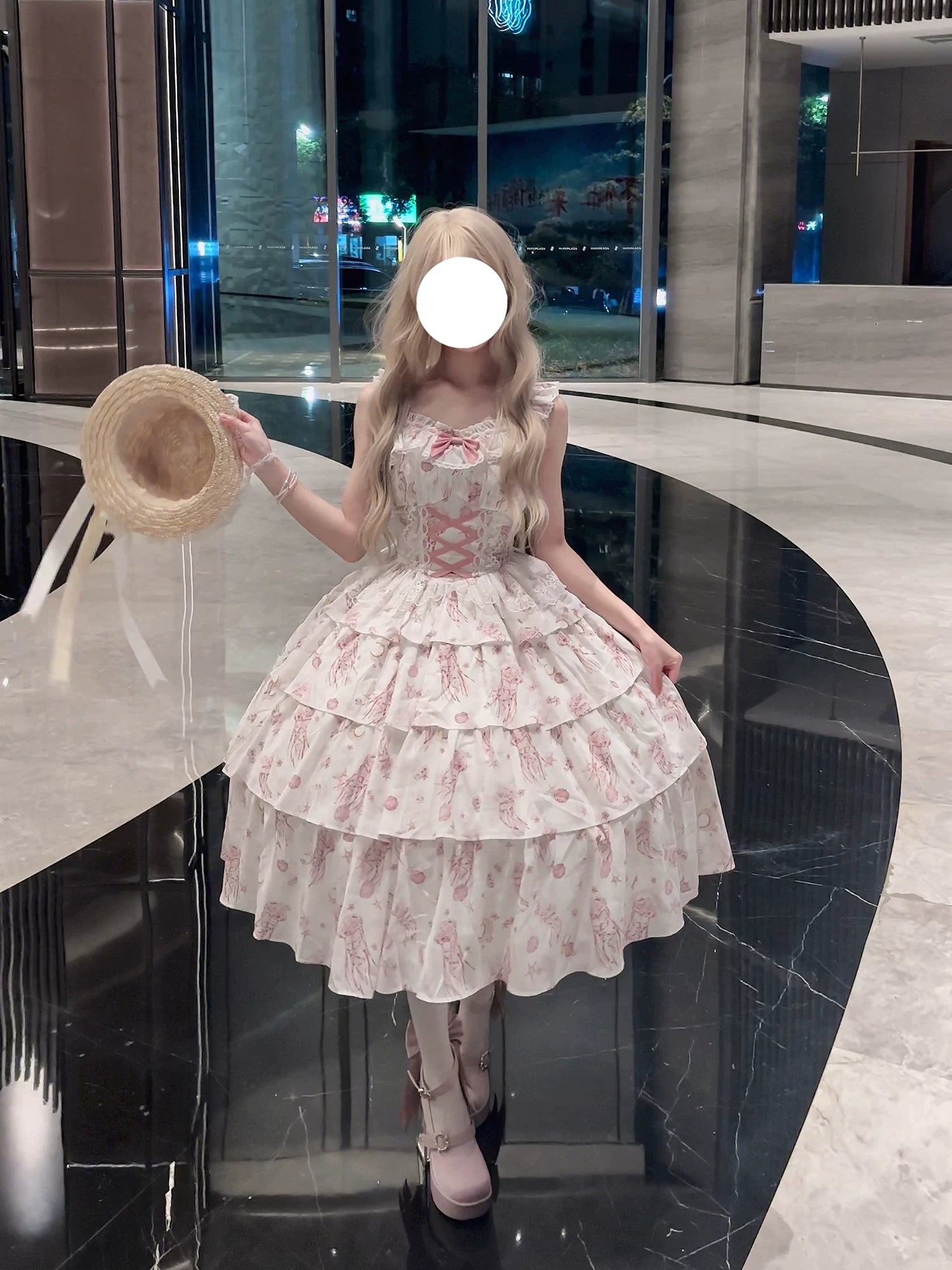Starry Jellyfish - Printed Classic Lolita JSK Dress, Short Sleeve OP