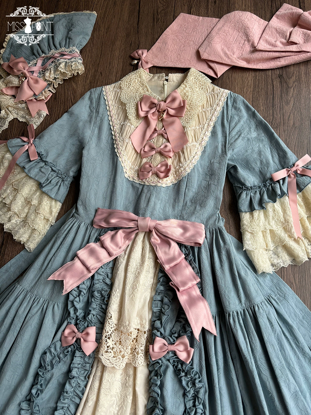 Miss Point~Lilyka Garden~Classic Lolita OP Dress Set Elegant Floral Wall Princess Sleeve 38832:606456