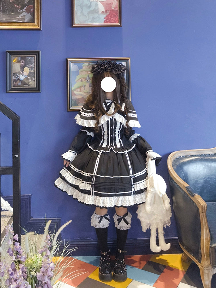 AerialCat - Praying Snowfall - Old School Lolita Skirt Suit Cape Princess Sleeve Shirt (L M S XL) 39180:707124