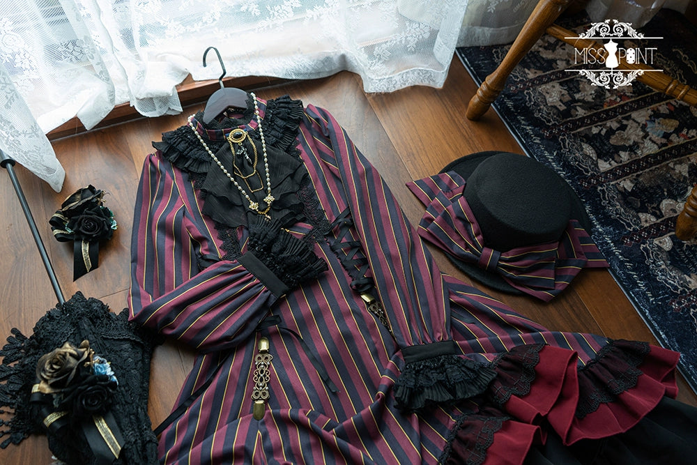 Miss Point - Perintz Manor - Gothic Lolita OP Long Sleeve Retro Lolita Dress 39904:642746