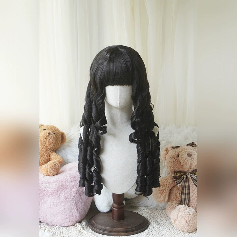 Imperial Tea - Vintage Lolita Wig Doll-Like Elegant Hair Black wig with a hairnet