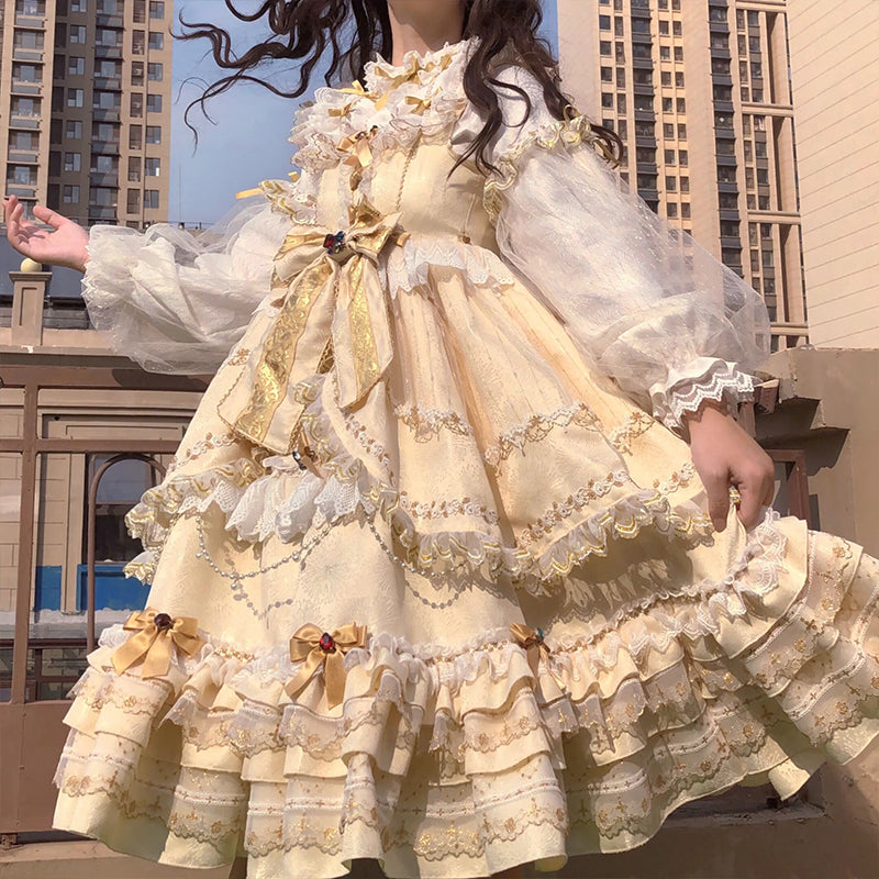 Puppet Night - Elegant Lolita Flounce Hemline Princess Dress Multicolors