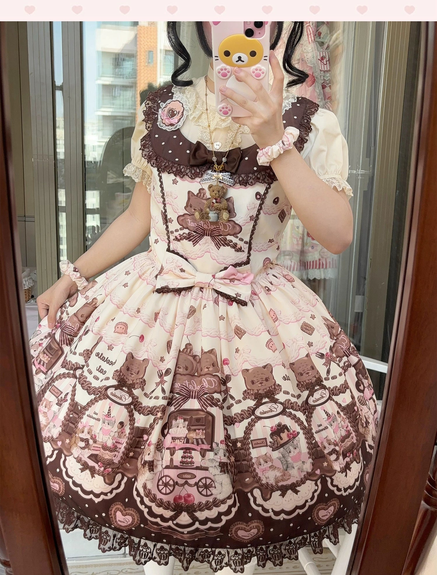 Sweet Dream Sheep - Chocolate Cat - Kawaii Lolita JSK, Cat & Chocolate Print
