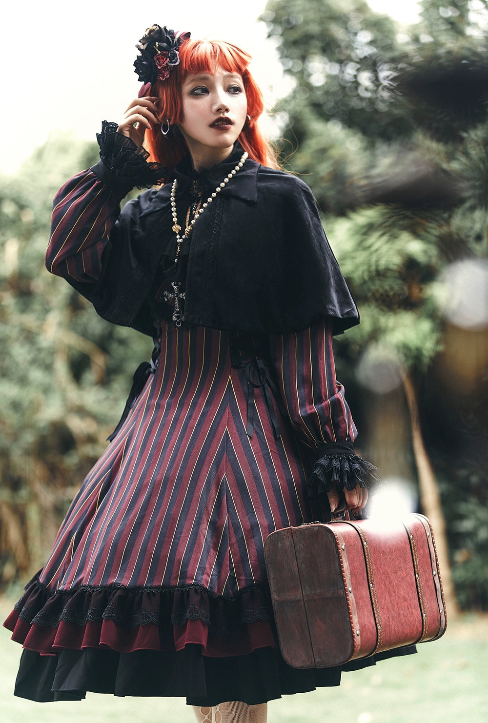 Miss Point - Perintz Manor - Gothic Lolita OP Long Sleeve Retro Lolita Dress 39904:642986