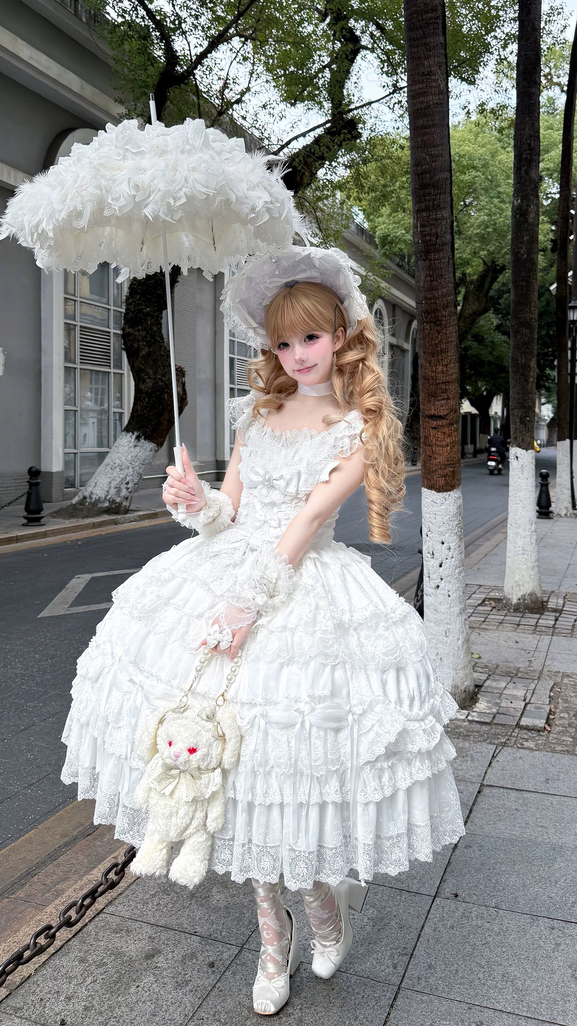 Eternal Floral Whisper - Sweet Lolita Tiered JSK Dress with Lace (L M S) 45601:854615