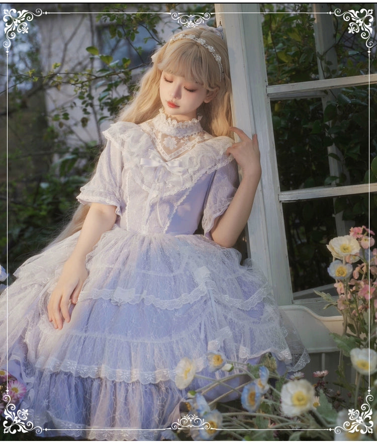 Eieyomi - Iris Love - Classic Lolita OP Princess Lolita Puff Dress and Veil