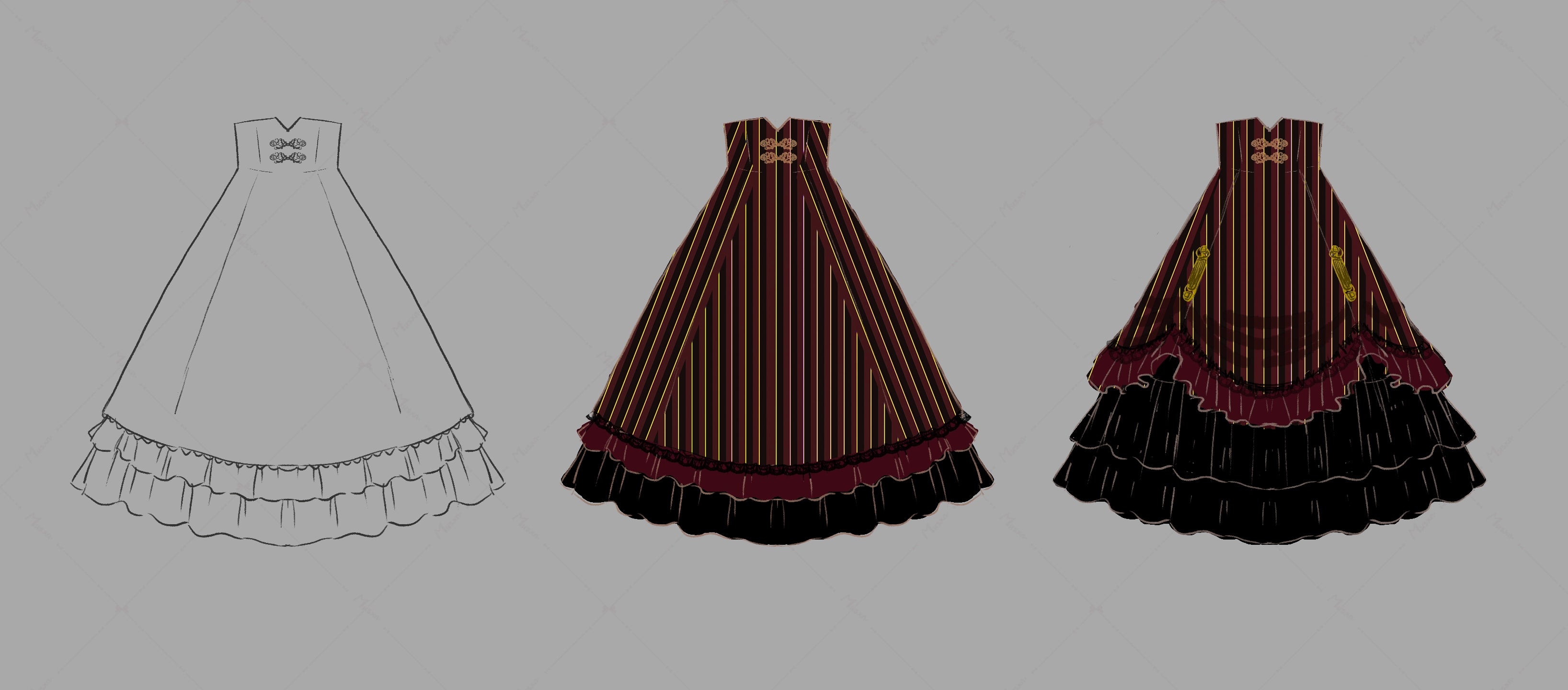 Miss Point - Customized Lolita Elegant Striped High Waisted Fishbone SK