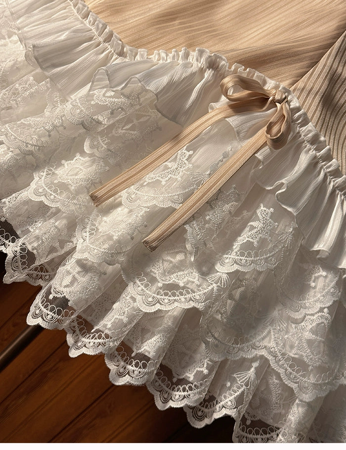 Alice Girl~Arrogant Miss~Sweet Lolita Jumper Dress with Tiered Lace Dress 41484:699478