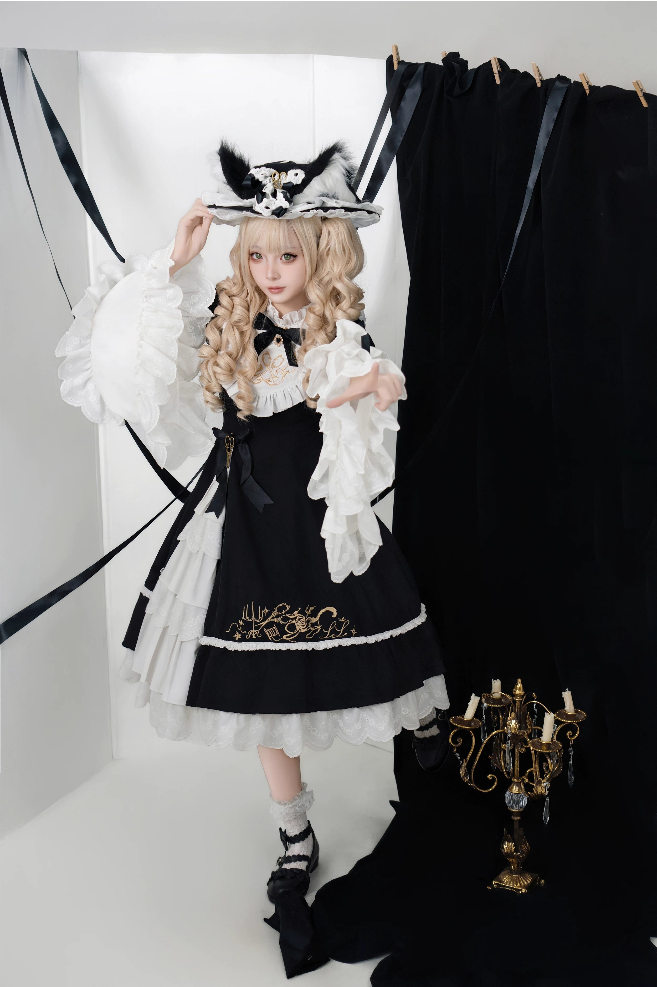 Sewing Magic Cat - Classic Lolita Six-Panel OP Dress with Embroidery