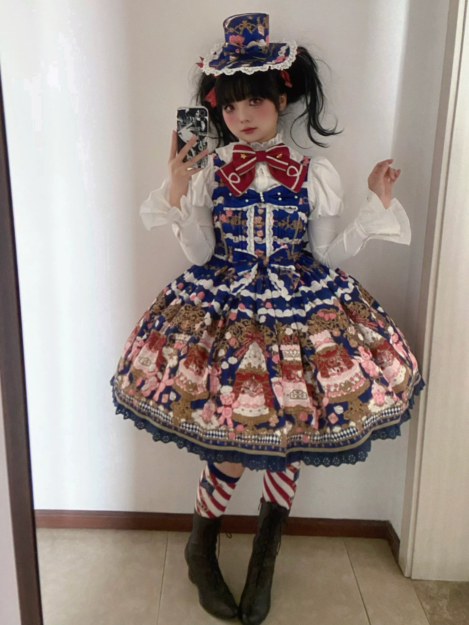 Sugar Festivaly - Kawaii Lolita JSK Dress, Cake & Bear Print 44540:811804