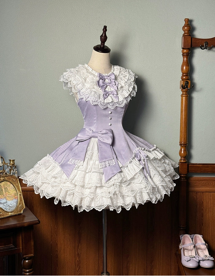 Alice Girl~Arrogant Miss~Sweet Lolita Jumper Dress with Tiered Lace Dress 41484:699482