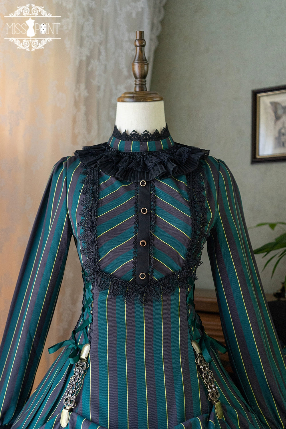 Miss Point - Perintz Manor - Gothic Lolita OP Long Sleeve Retro Lolita Dress 39904:642980