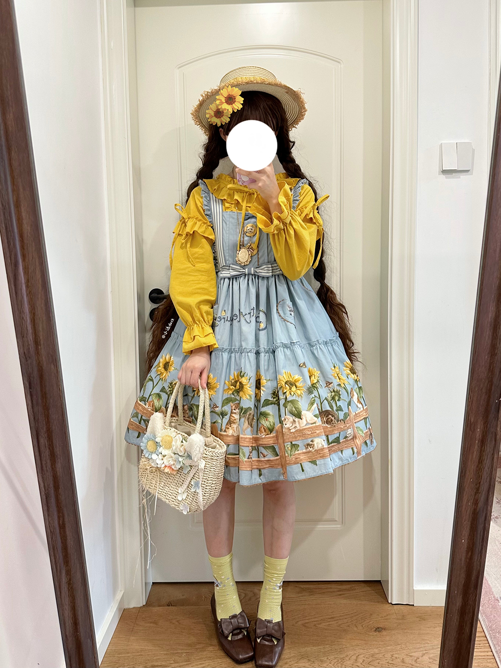 Polaris Lolita - Cat and Sunflower - Sweet Lolita JSK, Cat and Sunflower Print
