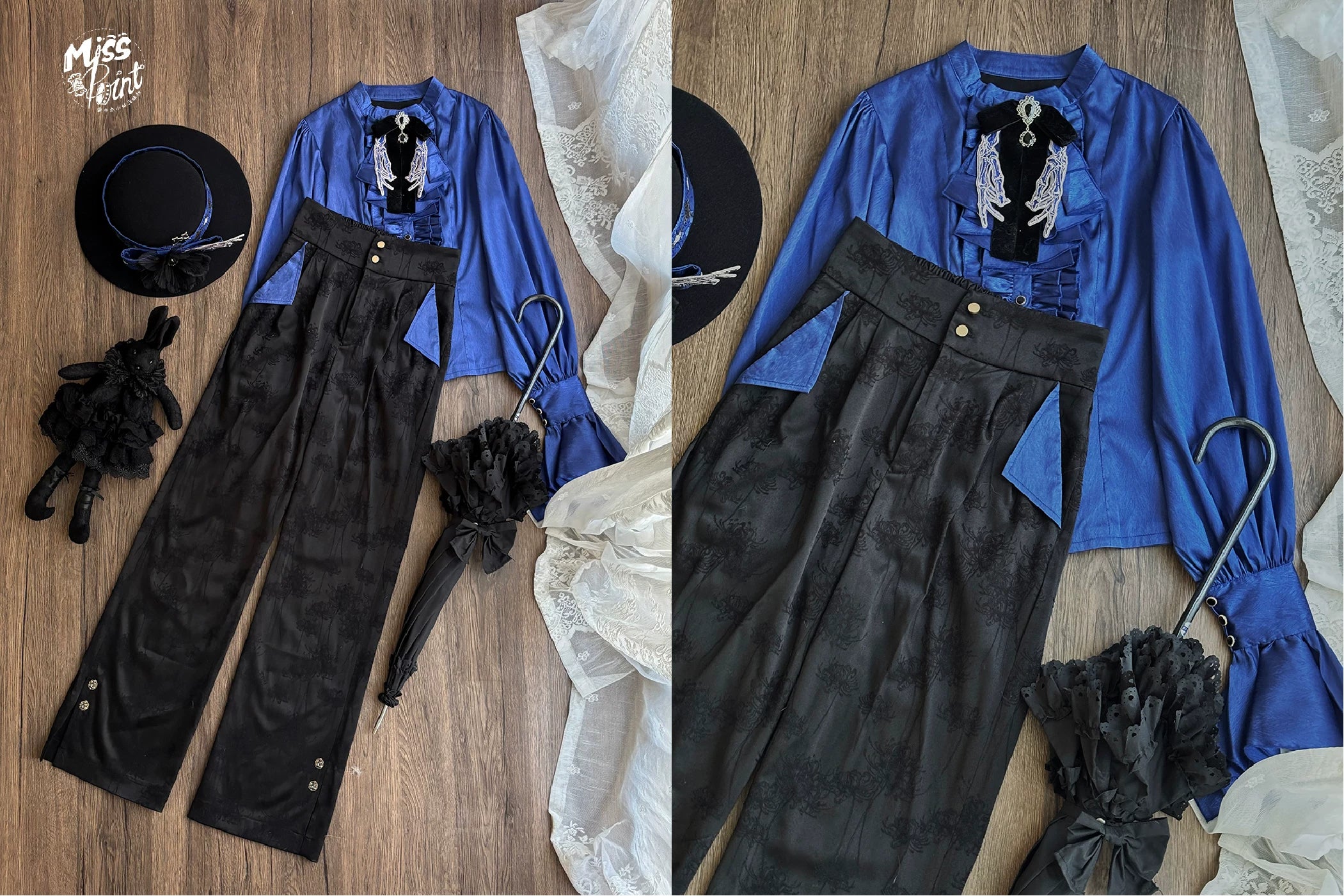 Moonnight Return - Ouji Lolita Jacquard Pants & Shorts, Side Pockets (2XL L M S XL XS) 44596:814320
