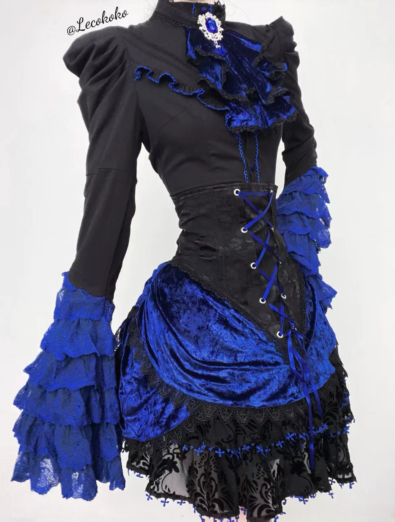 Twilight Hour - Gothic Lolita Hime-sleeve Blouse & Corset Skirt Set 45373:845772