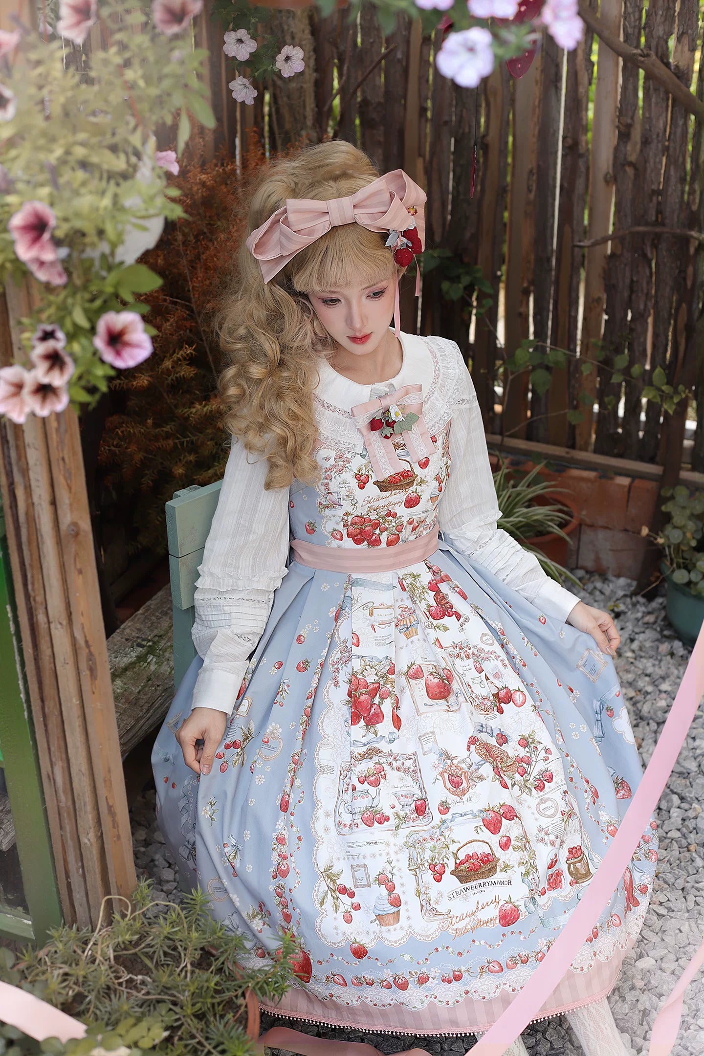 Strawberry Manor - Printed Sweet Lolita JSK Dress, Box Pleats 45025:832884