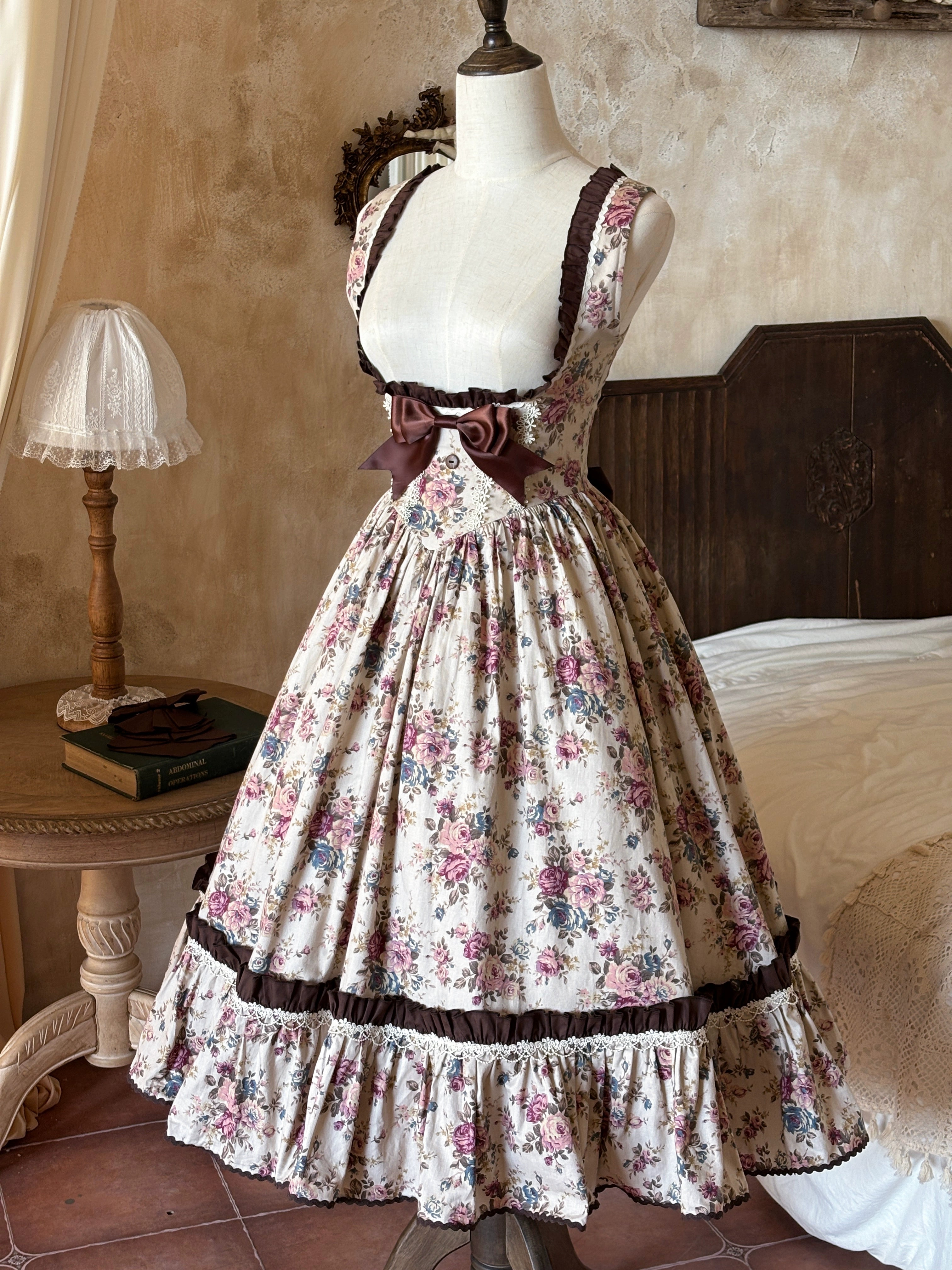 Alice in the Mirror - Albion Reverie - Floral Printed Old School Lolita JSK, Bust-Supporting Dress (2XL L M S XL) 44299:802503