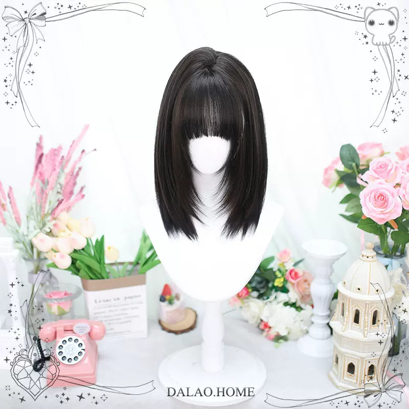 Dalao - Daily Lolita Wig Long Curly Various Styles Ins KOL Wig 2385 Black Tea