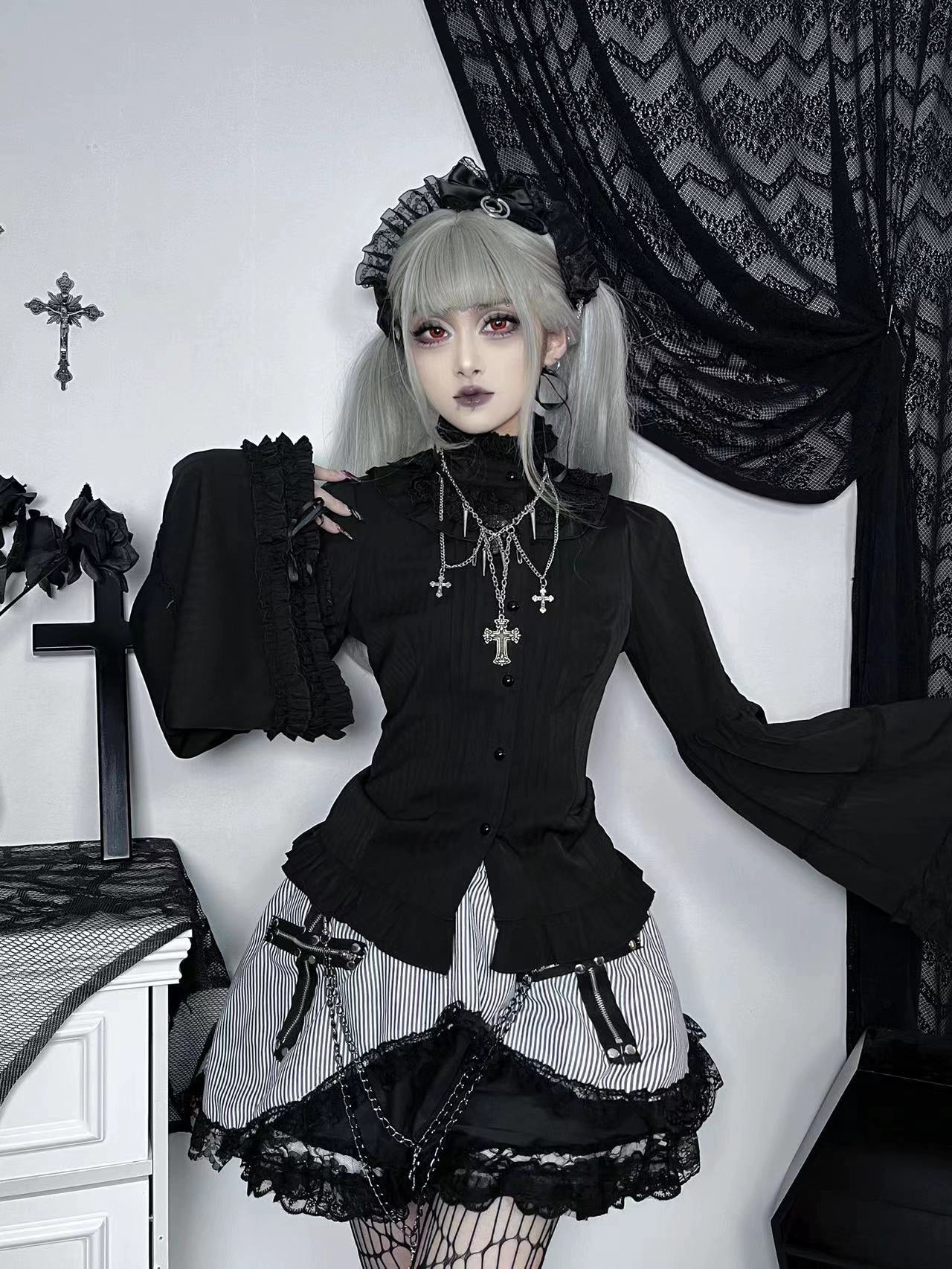 DMFS Lolita - Ever-Changing Enchantress - Classic Lolita Blouse, Tightening Hime Sleeve 44208:798672